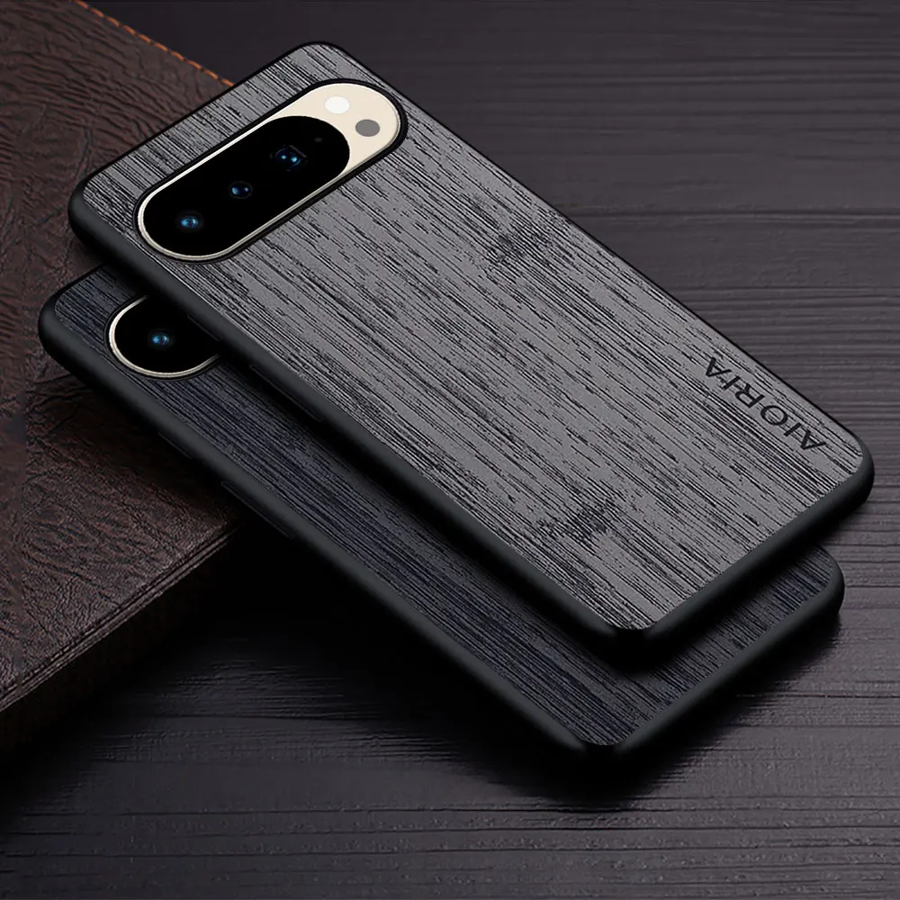 Hülle für Google Pixel 10 10a 7 6 Pro XL Pixel 7a 6a Funda Bambus-Holzmuster Leder-Handyhülle für Google Pixel 10 Pro Case
