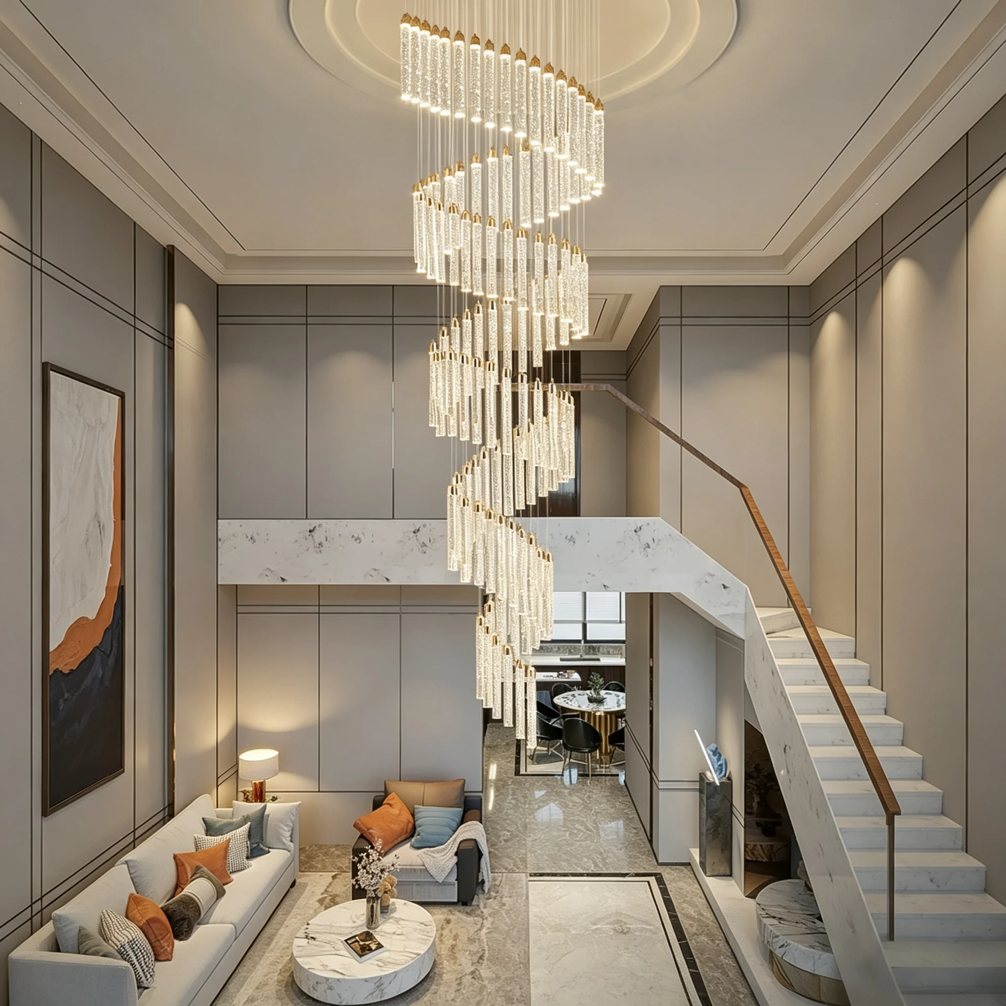 Nordic Stair Chandelier Indoor Lighting Pendant Lights for Living Room Bedroom Dining Room Ceiling Light Home Decoration