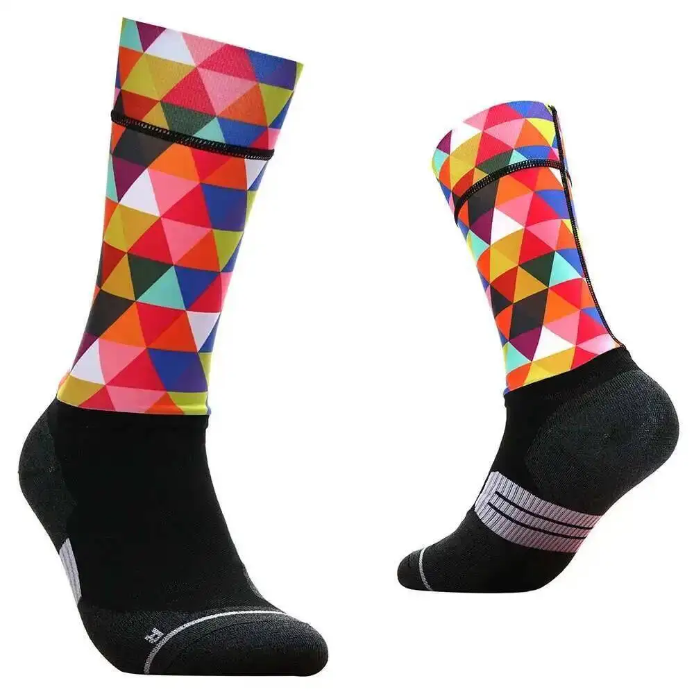 

Яркие велосипедные носки с геометрическим рисунком - дышащие влагоотводящие носки для мужчин и женщин, дорожные носки для горного велосипеда