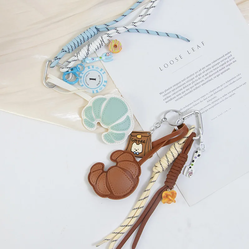 

Sheepskin Croissant Quality Leather Bag Charm Animal Croissant Keychain Bag Pendant Decoration High Luxury Gift Bag Accessories