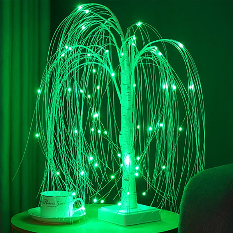 Luz de sauce LED RGB de 18 colores, luz nocturna de Ambiente, 7 modos, 60 LED, lámpara de mesa decorativa remota para decoración de sala de estar