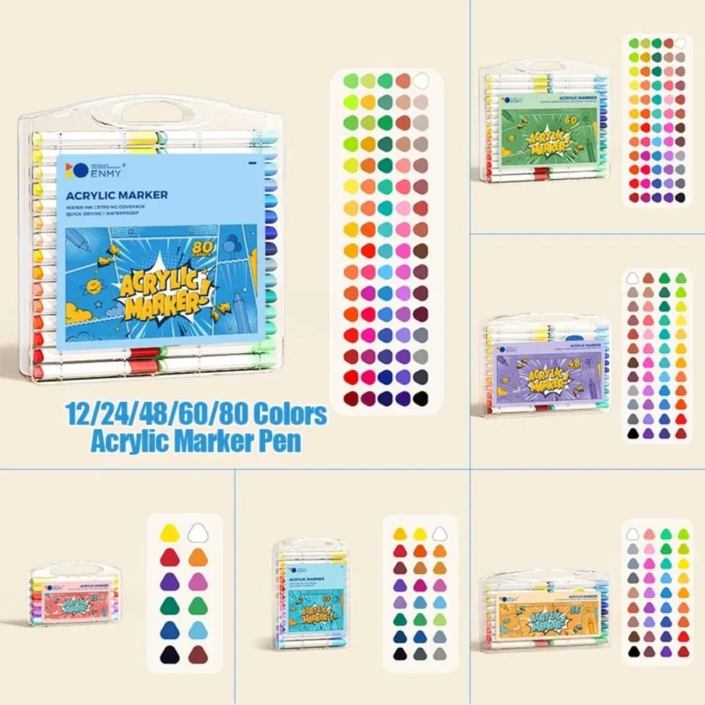

24/48/60 Colors Acrylic Art Marker Pen Hand Drawn Painting Gel Pen Safety Durable Graffiti Pen DIY