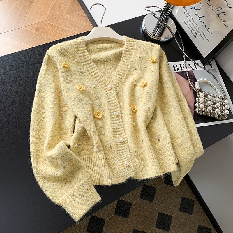 

Stunning Embroidered Sweater Jaet for Women Soft Floral Knitted Autumn Winter New Sle Sweet Gentle Retro Women's Knitwear