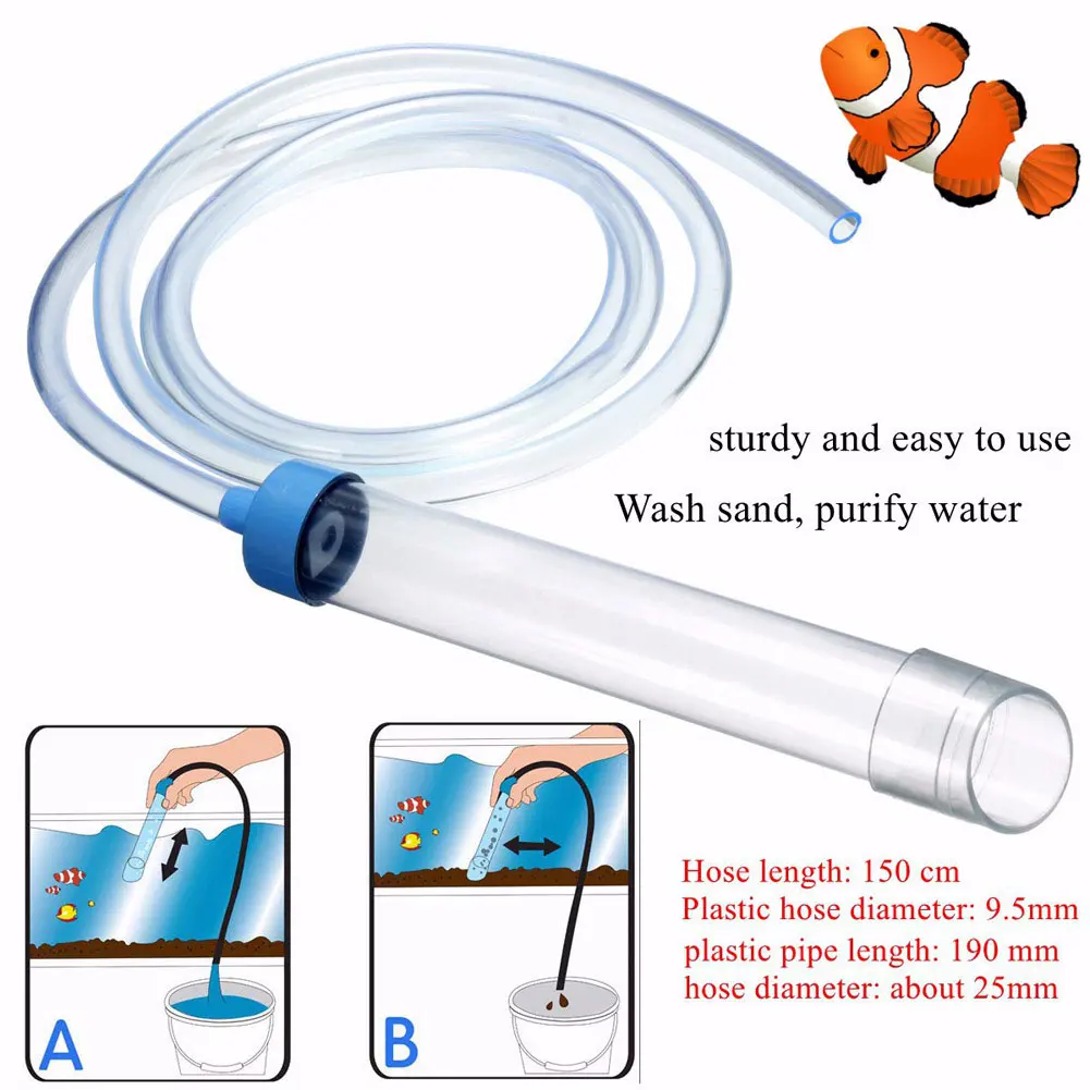 Manual Air-Pressing Aquarium Gravel Cleaner Fish Tank Water Changer Sand Washer With 150 Cm Soft Hose Water Filter Cleaning Tool