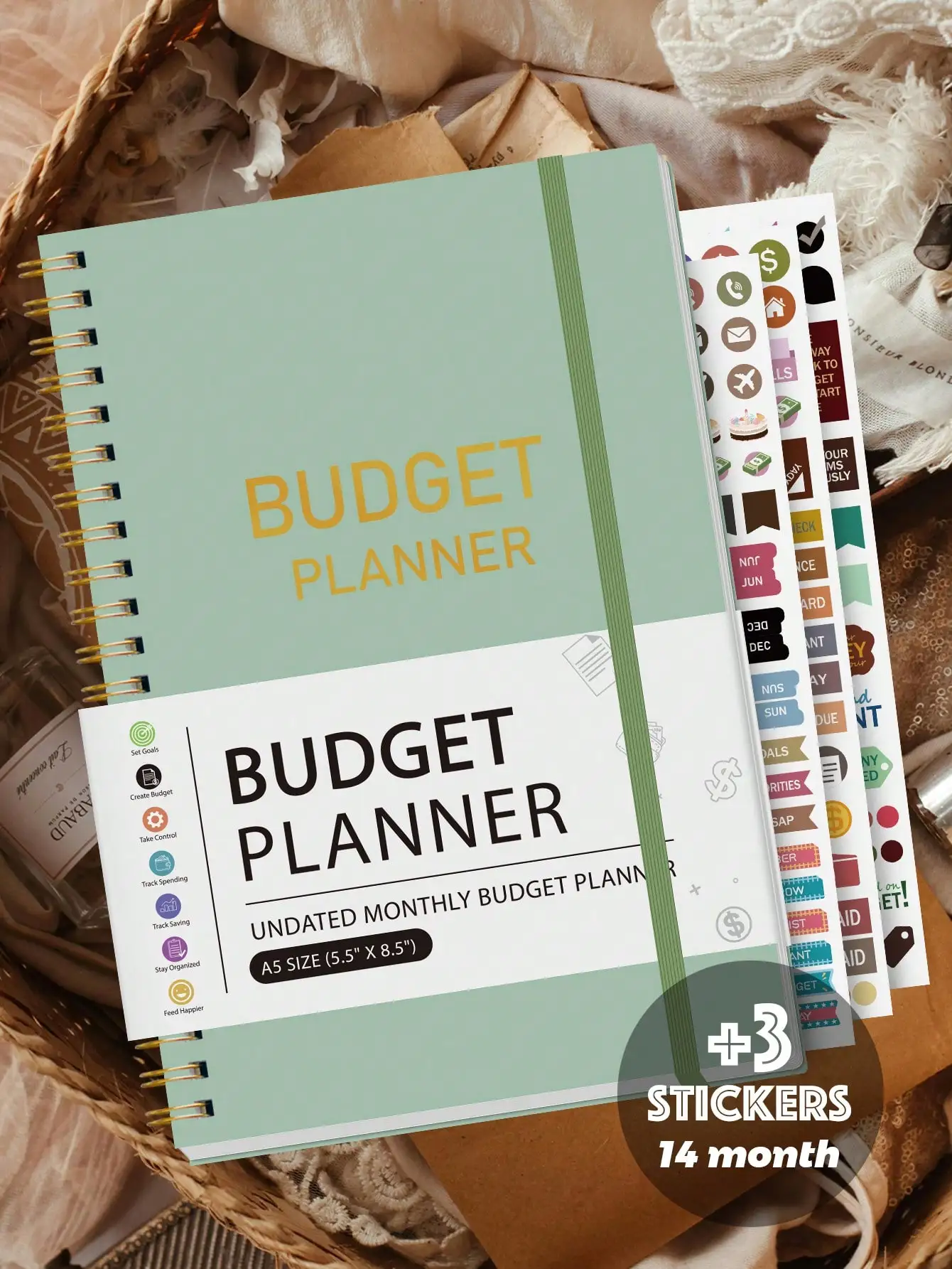 

Budget Planner – Monthly Expense Tracker & Bill Organizer, Undated Finance Notebook