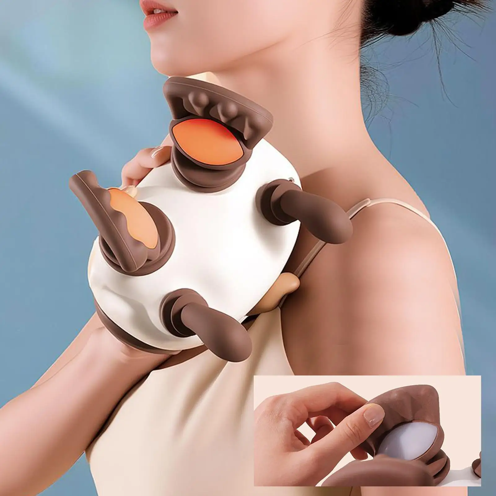 

Neck Massager With Heat 3-Speed Settings Massage Tools Deep Tissue Heated Neck Massager For Women Dad Mother Home Office Gym