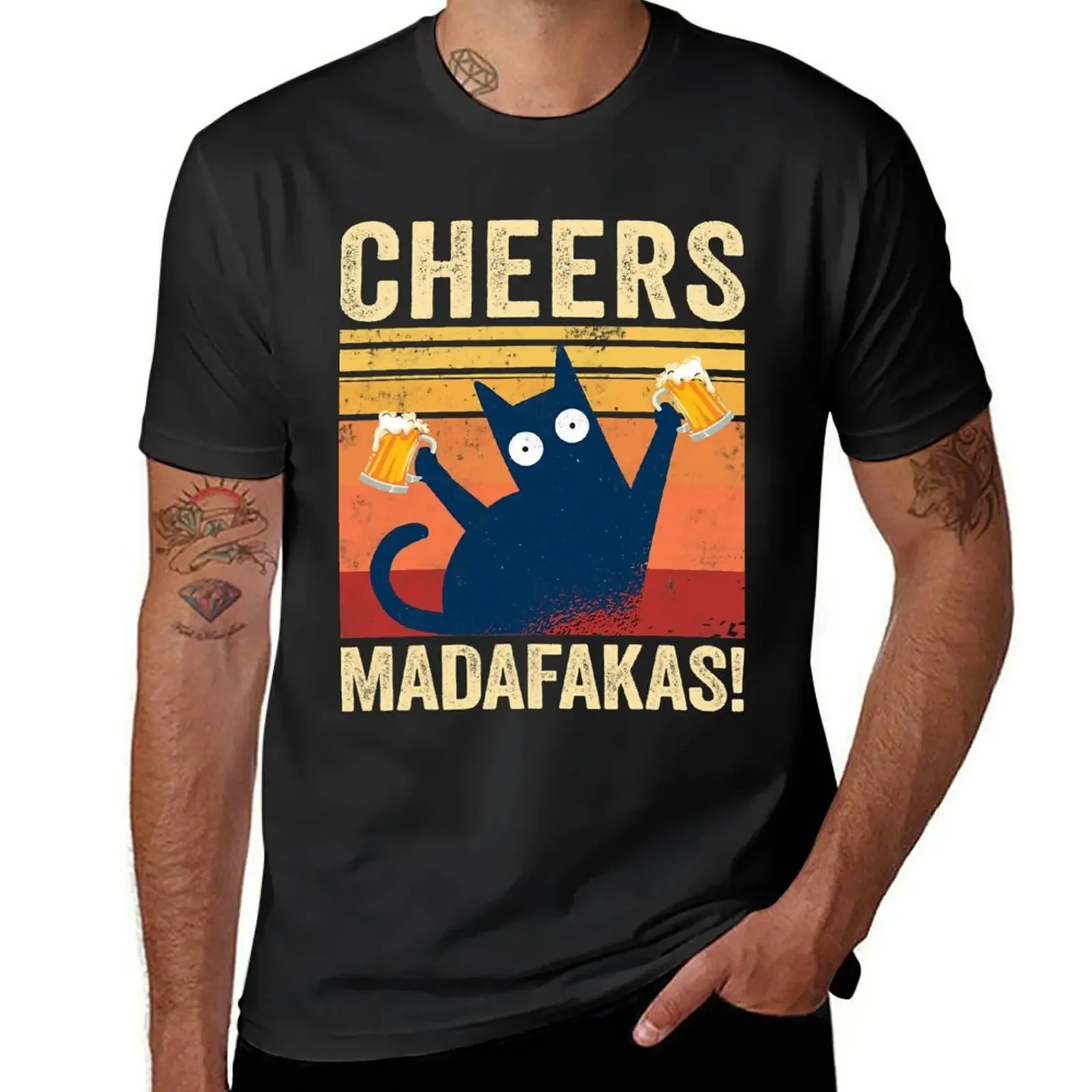 Cheers Madafakas Shirt Cats Tops Summer Dresses Pyjamas Cat T-Shirt plus sizes customs clothing for men