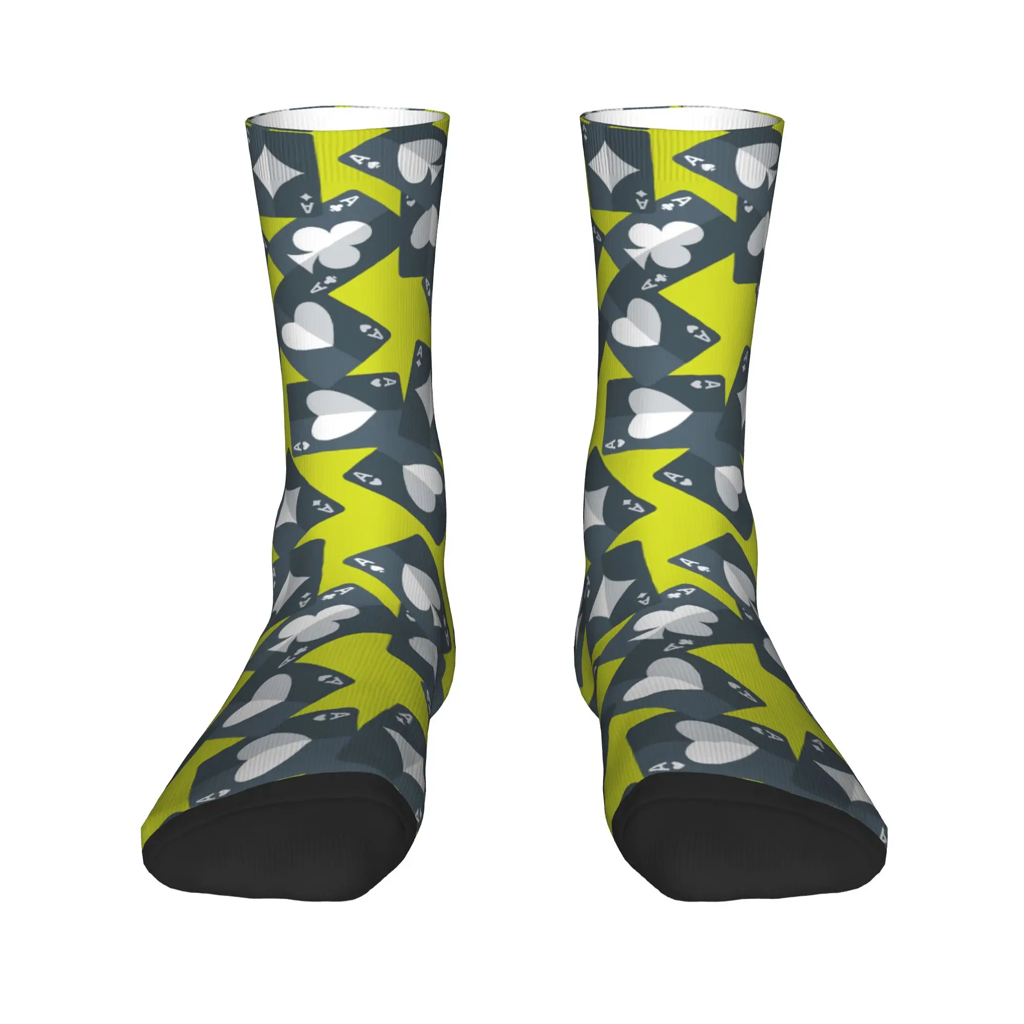 Aces أوراق اللعب سلس نمط الجوارب تصميم جوارب عدم الانزلاق الرجال الجوارب لينة تنفس الخريف الترفيه جوارب رياضية