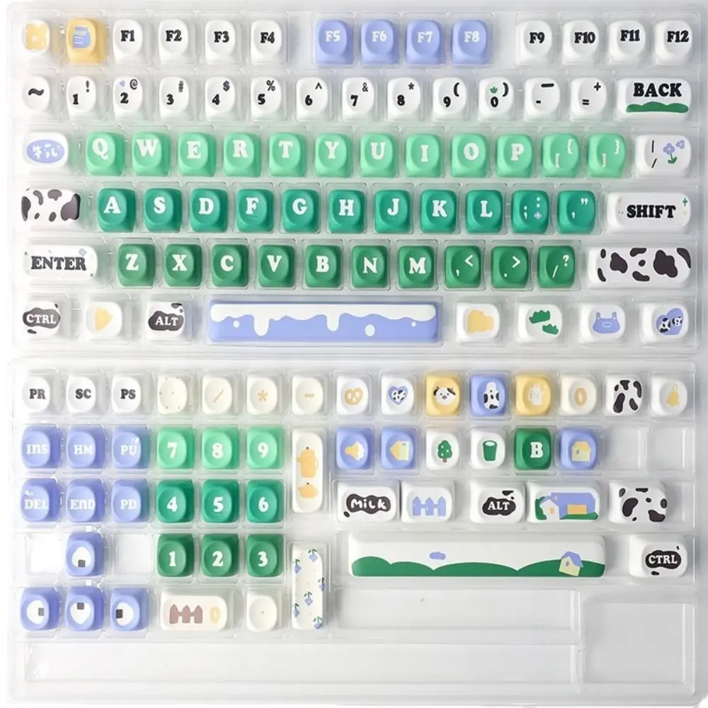 

New 132 Keys/Set Cow Pasture Keycaps Set PBT Material Double Shot MOA Key Caps Cute MOA Profile Personalized Keycaps