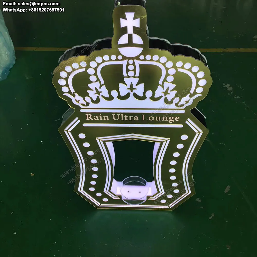 Oplaadbare Gouden Led Verlichte Champagne Moetchandon Fles Presentator Veredelde Display Rack Wijnfles Houder Vip Service