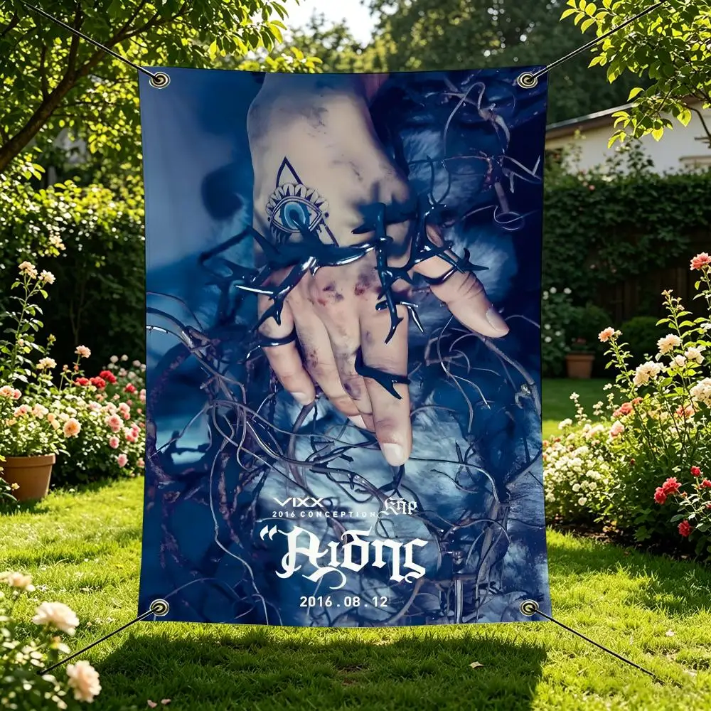 Banderas Kpop V-VIXX, decoraciones para exteriores, bares musicales, interiores de casas, decoraciones para patios y jardines