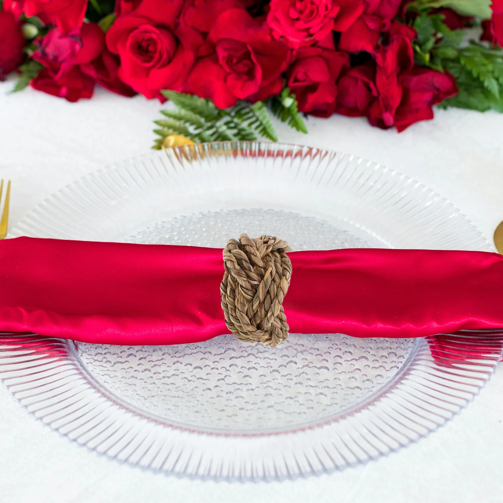 

12Pcs Napkin Rings Boho - Handmade Woven Jute Serviette Holders for Farmhouse Table Decor Rustic Dining Wedding Party Bridal