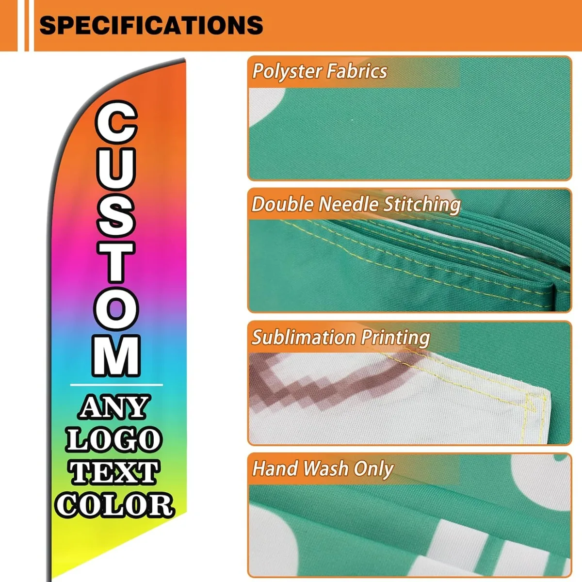 Custom Feather Flag 2x8FT Personalized Logo Text Double Sided Advertising Flag for Business No Pole