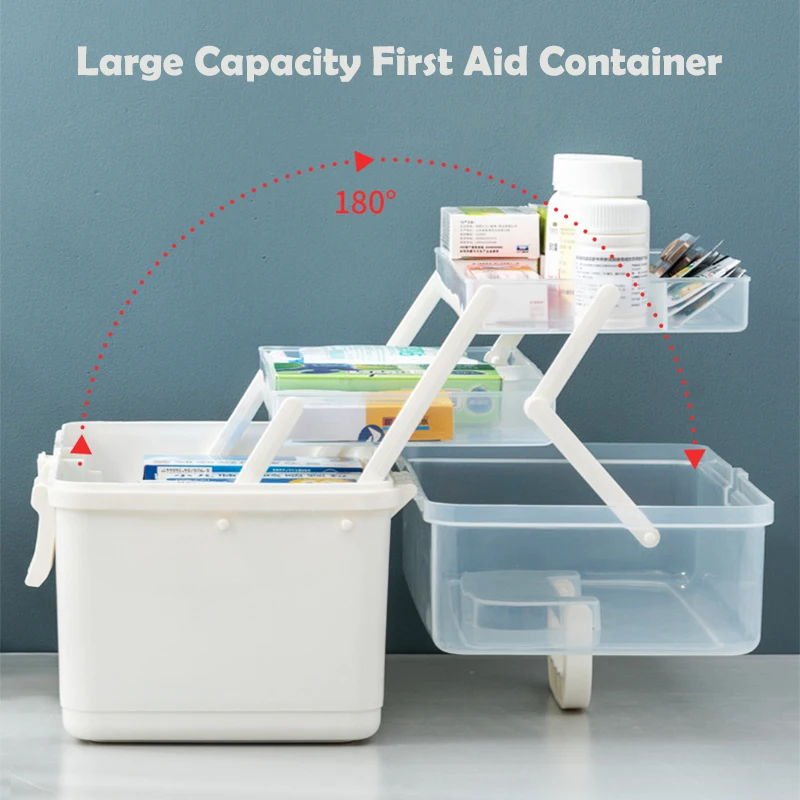 

3 Layers Family Emergency MultiFunctional Pill's Box Large Capacity First Aid Container Plastic Organizer Medicine Storage Box