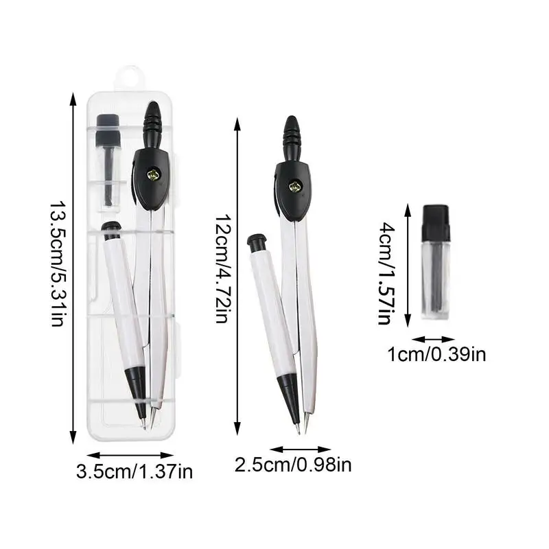 Kompas do geometrii trwały kompas artystyczny gładkie pisanie kompas z dodatkowymi dla dzieci dla dorosłych nastolatki biurowe przybory szkolne