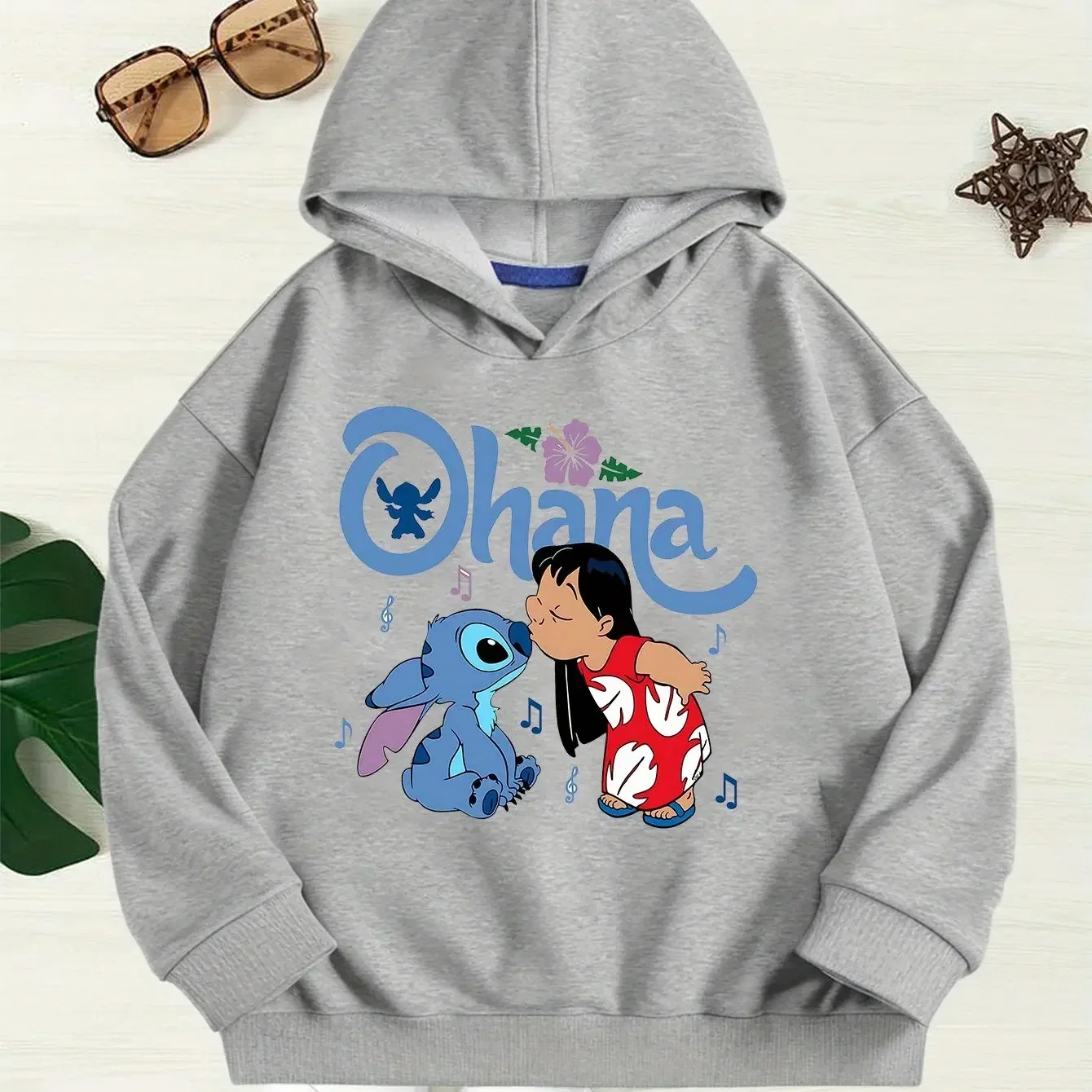 ديزني ليلو وستيتش "أوهانا" لحظات الانتفاخ القلب هوديي البلوز عادية مثالية لخريف وشتاء هوديي رياضي أنيق #2