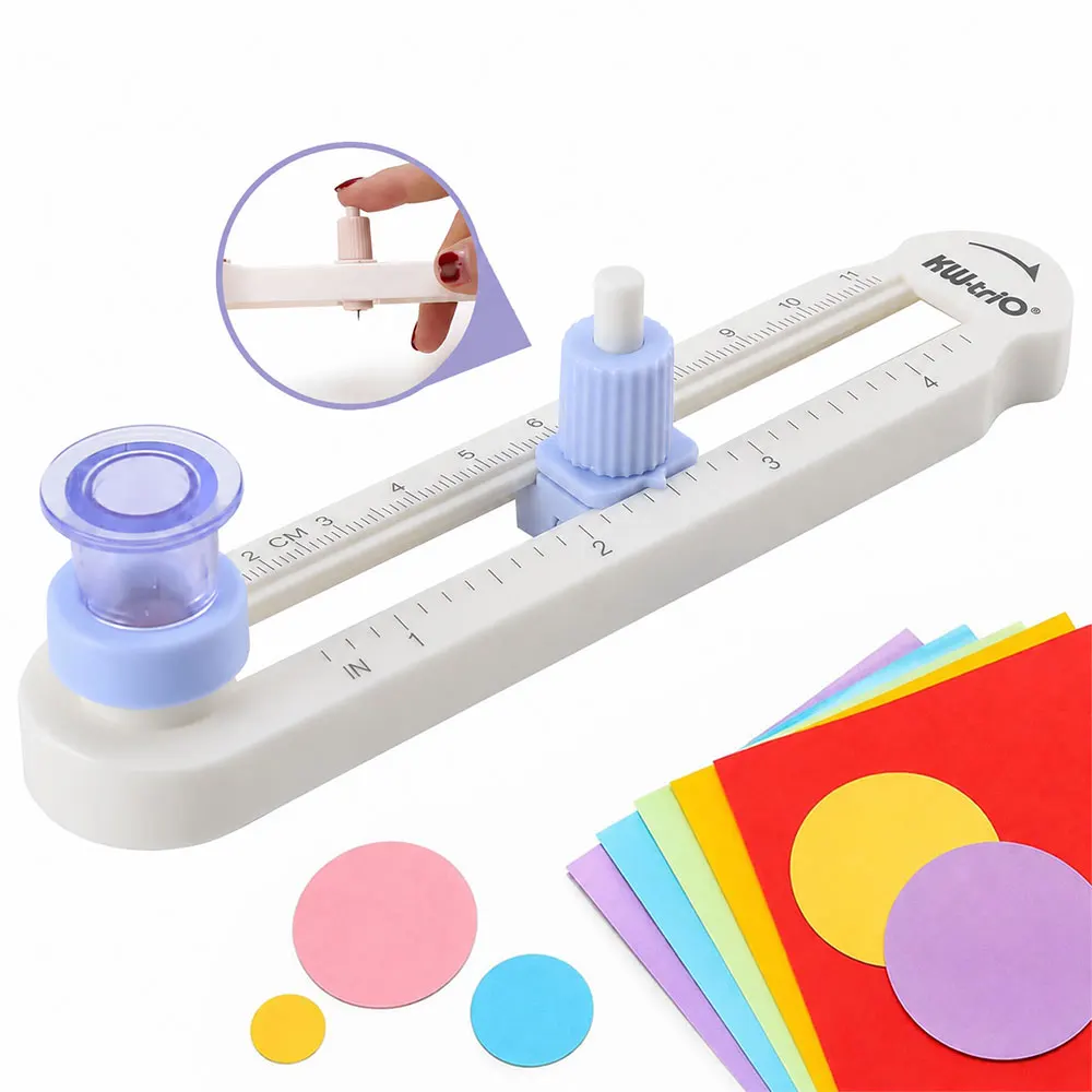 1pc 360° Rotary Manual Circle Cutter, Adjustable 2-20cm DIY Paper Cutting Tool with Inch/CM Dual Scale for Scrapbooking & Cards