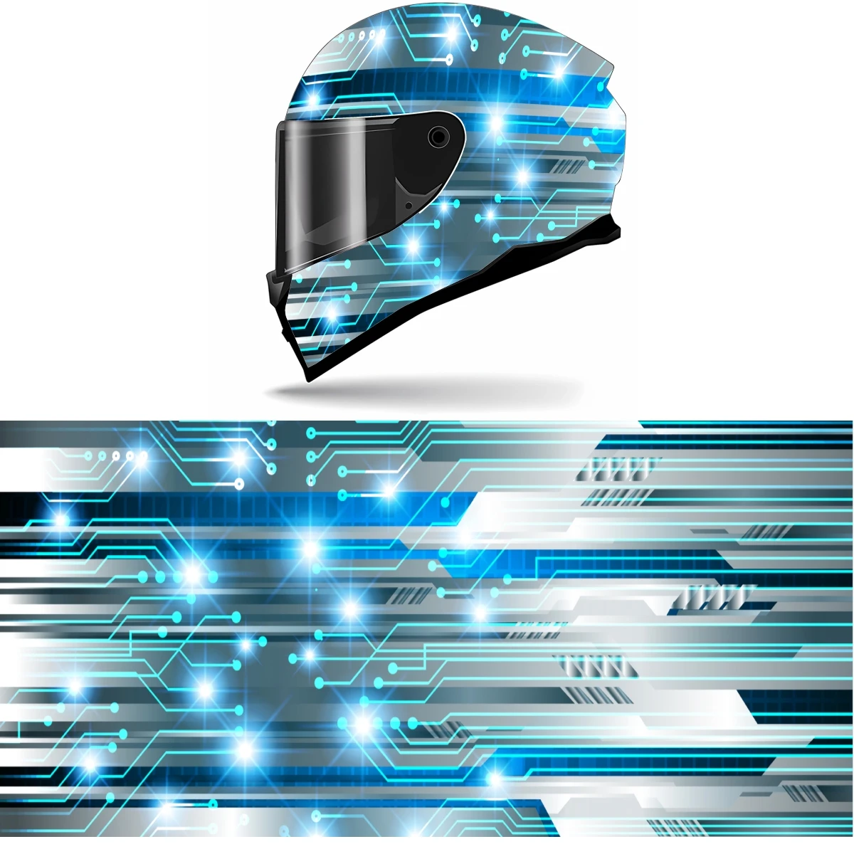 Future Cyber Circuit Art Full Helmet Wrap Sticker Motorcycle Helmet Racing Graphic Decal Vinyl Wrap Helmet Decor Sticker