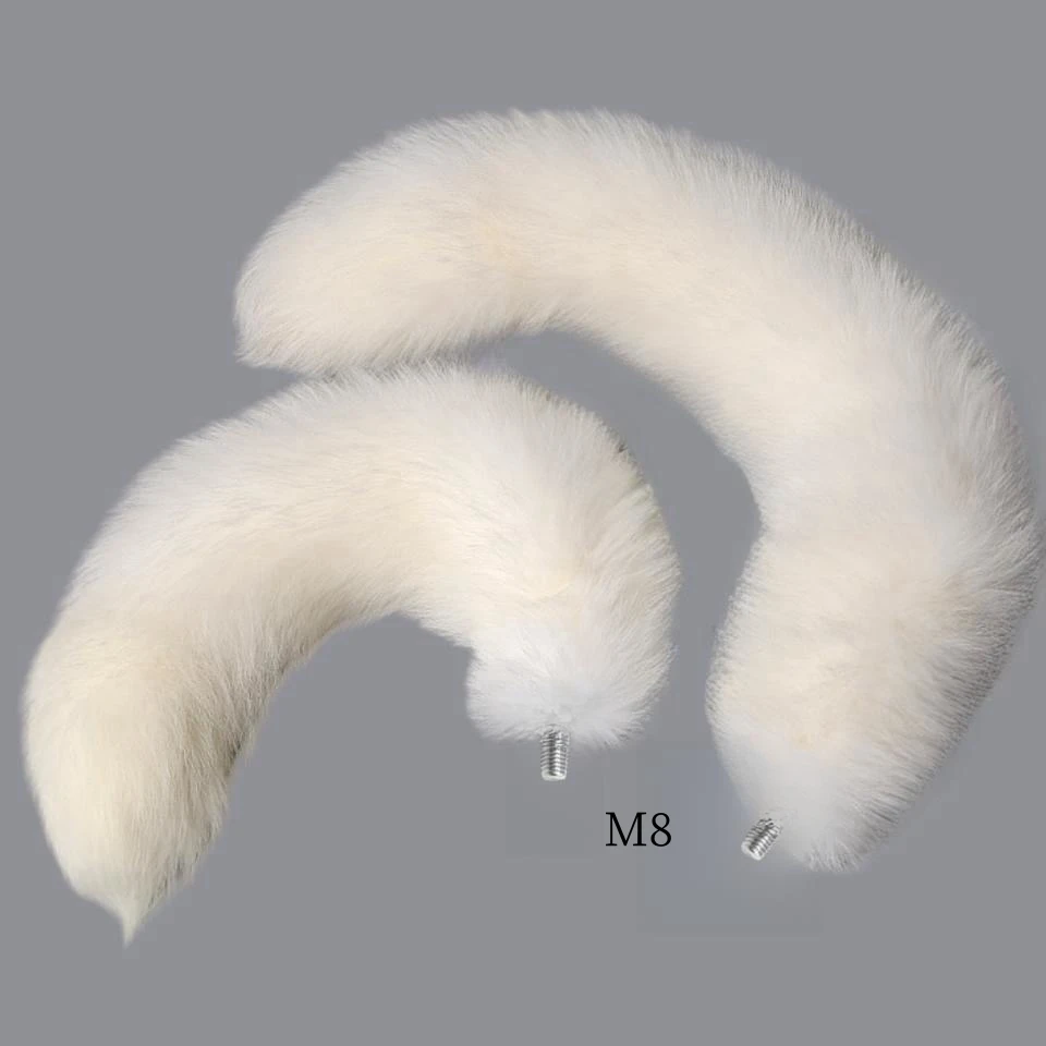 Exotic Cosplay Flirting Accessories with Spliceable Long Short Real Pure White Fox Tails for Couple BDSM Anal Bondage Sex Toys