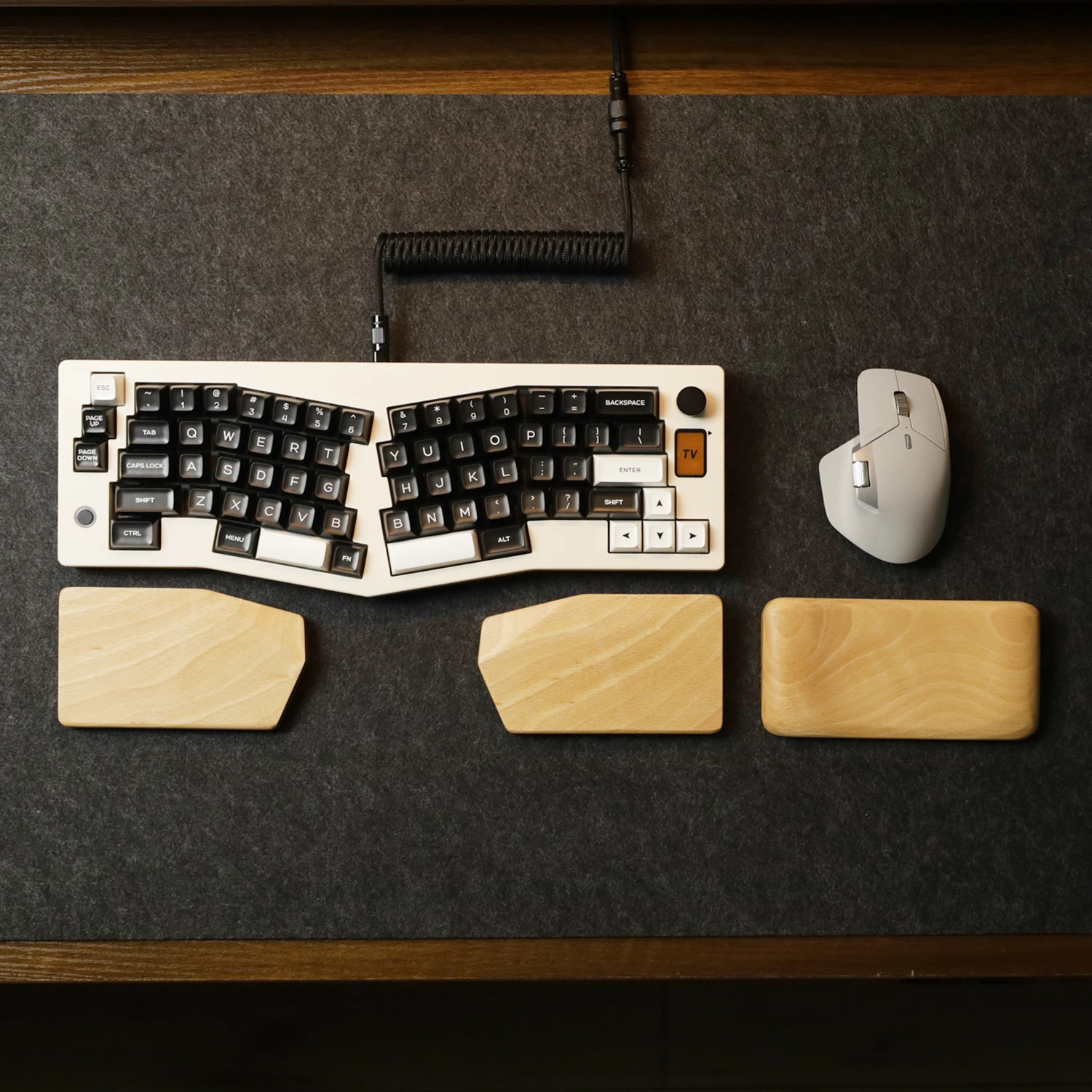 Imagem -04 - Wspider Walnut Wood Wrist Rest Rainy75 Split Palm Sólido Mousepad Guarda de Teclado Mecânico Personalizado tipo Uso do Escritório