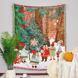 Christmas Tapestry Bohemian Blanket for Sofa Chair Table bed Outdoor Picnic Camping Blanket Boho Sofa cover throw Blanket