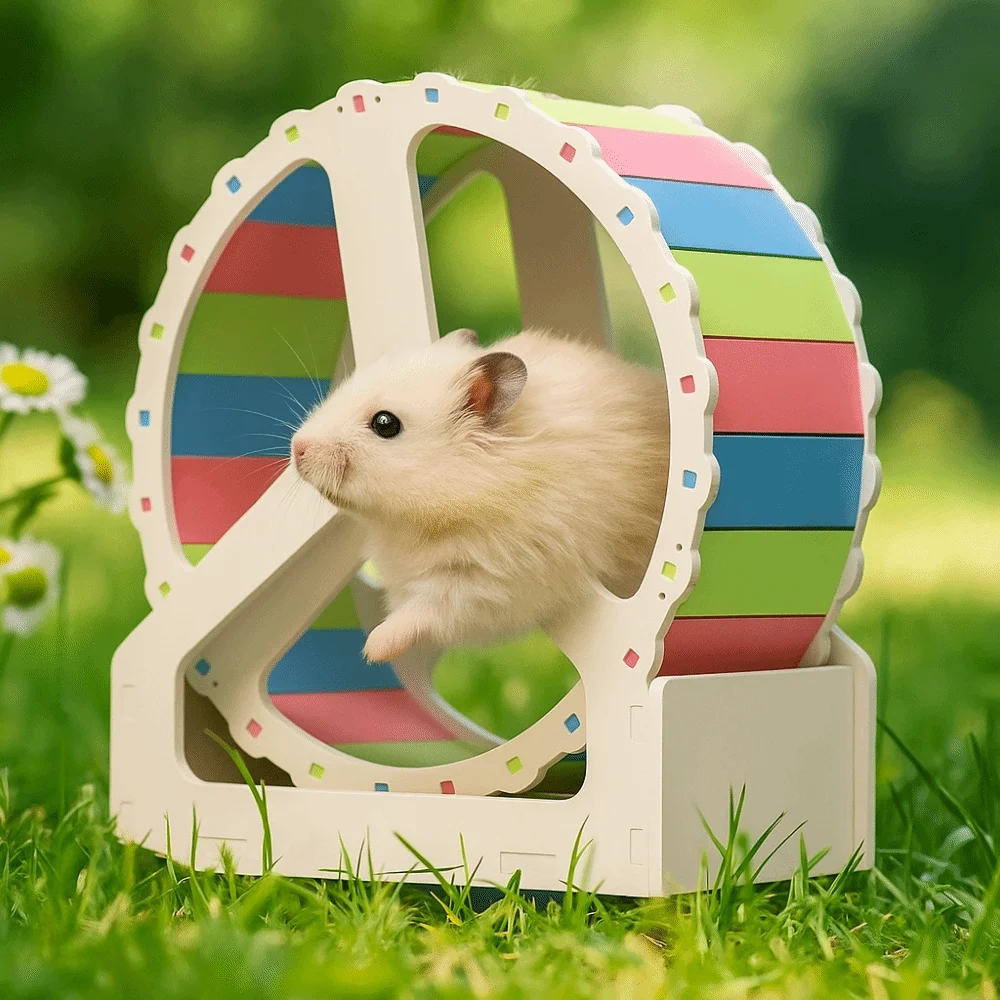 Plastic Hamster Running Wheel Stable Base Silent Pet Hamster Bracket Colorful 21cm Rodent Running Wheel for Small Animals