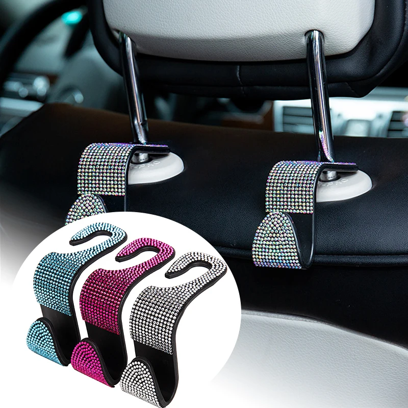 

2PcsRhinestone Car Seat Back Hook Bling Storage Holder for Bag Purse Clothes Coats Vehicle Organizer Seat Holder Car Accessories