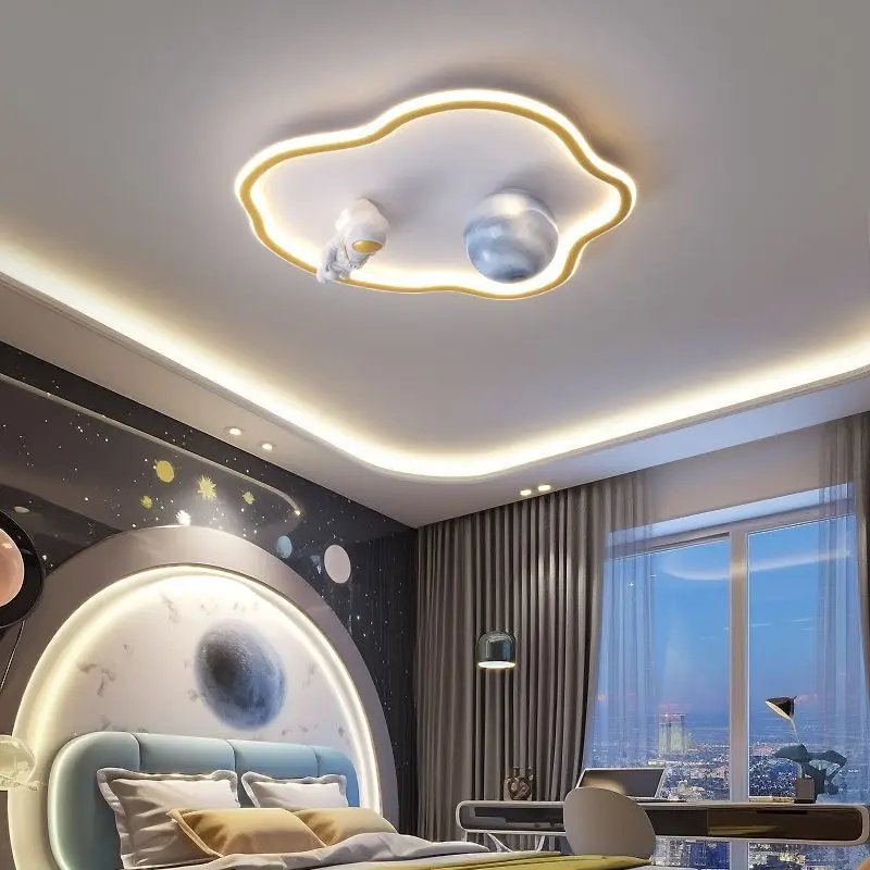 Cartoon Astronaut Led Ceiling Lights Kids Room Decor Children Baby Boy Girl Bedroom Chandelier Planet Moon Cloud Ceiling Lamp