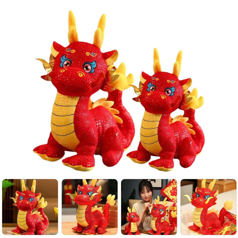 2 Pcs Dragon Kids Stuffed Toy Kawaii Animals Lovely Chinese New Year Mascot Plush Baby Toys