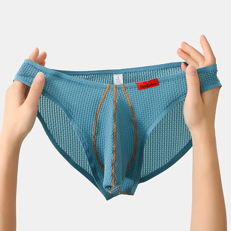 2026 Summer Men Low Rise Mesh Breathable Thong Briefs, Quick Dry Ice Silk Solid Color Lightweight Sports Underwear