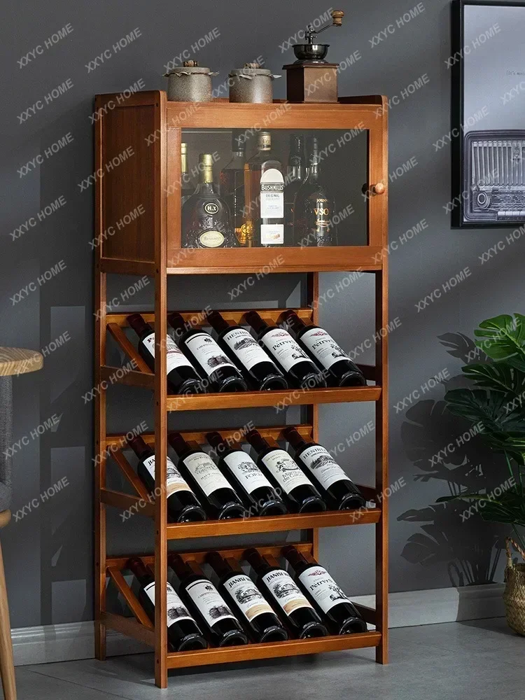 Red wine shelves,  household small wine cabinets, wine grids, bar tables, display stands,  solid wood against the wall