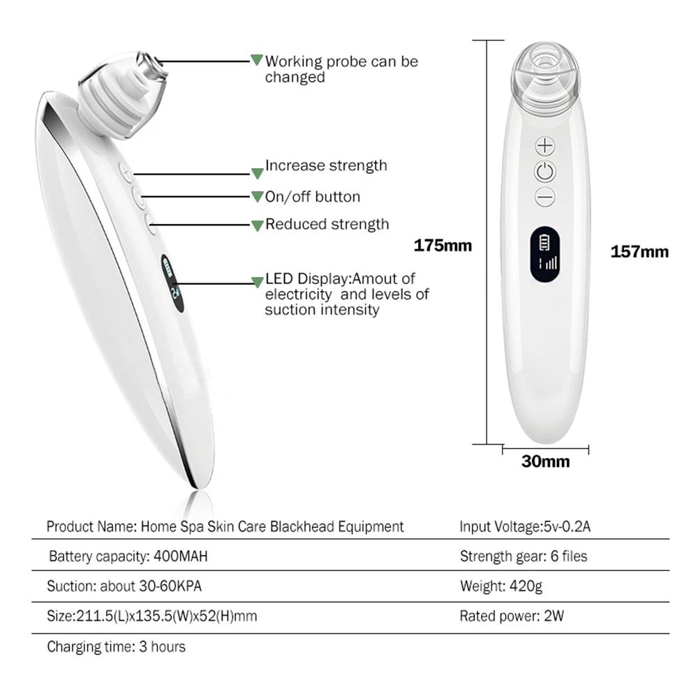 6 tryb ssania elektryczne urządzenie do usuwania zaskórników odkurzacz do usuwania trądziku usuwanie czarnych plam twarzy głębokie oczyszczanie urządzenie do oczyszczania porów