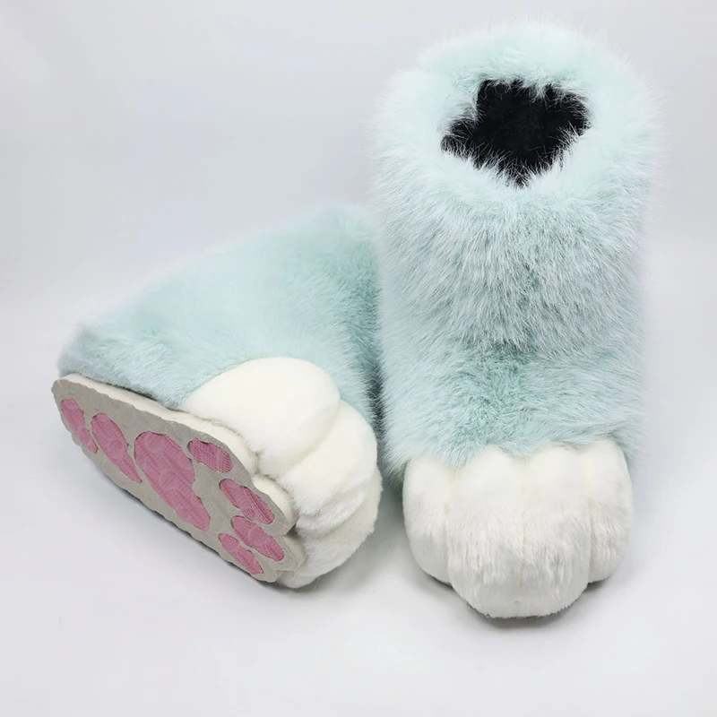 Harige Kat Poot Schoenen Pluizige Laarzen Meisjes Schoenen Beest Poot Schattig Pluche Kig Fursuit Dierenvoet Sokken Anime Party Cosplay Kostuum