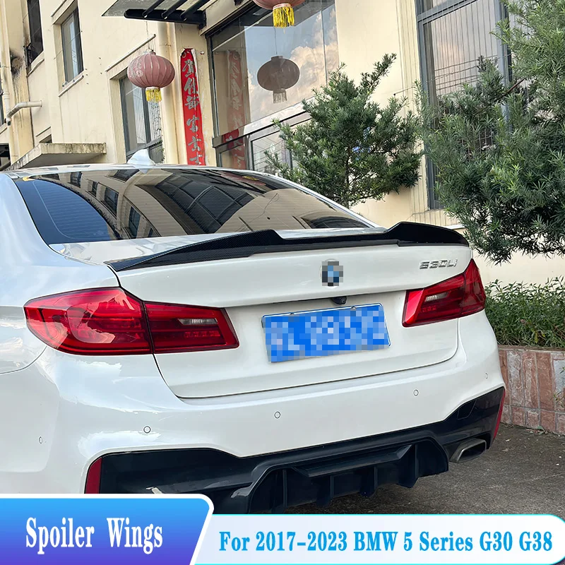 

For 2017--2023 BMW 5 Series G30 G38 520i 530i Rear Trunk Lid Spoiler PSM Style ABS Plastic Black Car Tuning Body Kit Accessories