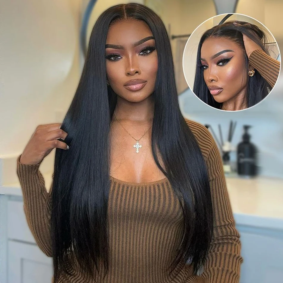 

13x6 Прямой парик фронта шнурка Бразильские прямые парики из натуральных волос 4x4 Прозрачные фронтальные парики с кружевной застежкой для женщин Плотность 180%