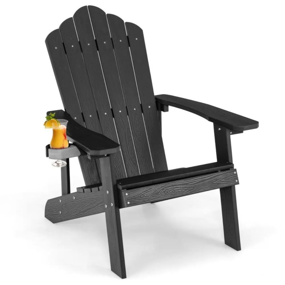 

Patio Outdoor Adirondack Chair Weather Resistant Chair With Rotatable Cup Holder
