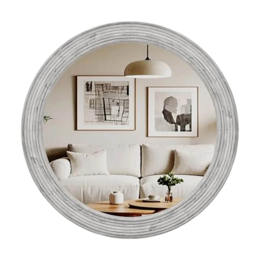 

Round Mirror for Bathroom 24x 24 Inch, Frmhouse Frme Wll Mirror, Vnity Circle Mirror for Bedroom Living Room Entrywy Decor