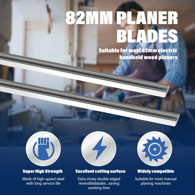 ~Latest Model 10Pcs 82Mm Planer Blades Reversible Electric Planer Blades Boxed HSS For For Power Tools Grinders