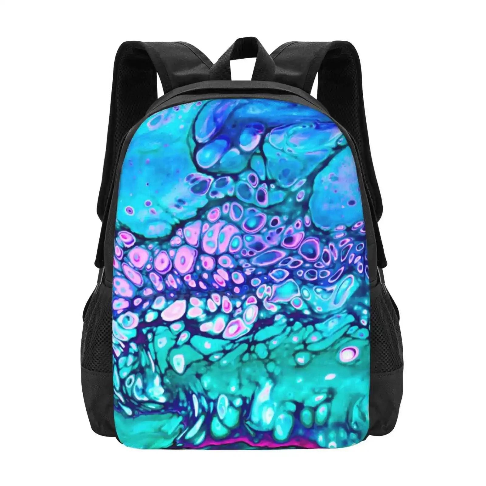 

“galaxy Cells” Acrylic Pour Design Pattern Design Laptop Travel School Bags Acrylic Pour Abstract Art Blue Green Galaxy Space
