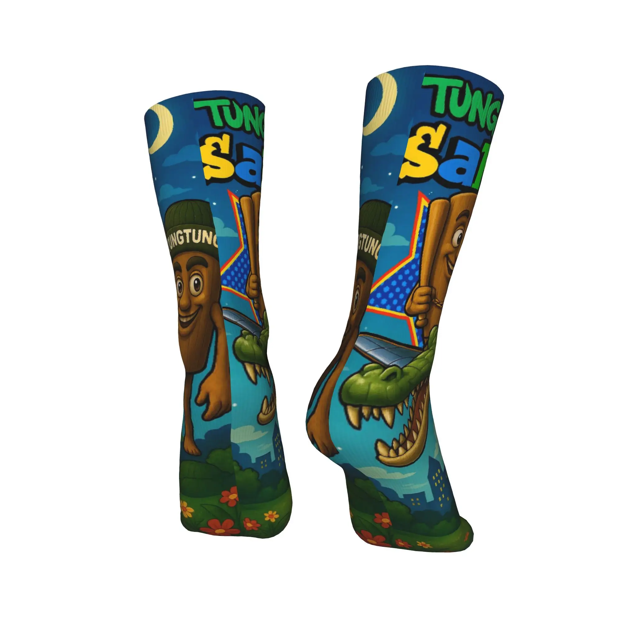 Tung Tung Tung Sahur bas motif chaussettes Vintage hiver chaussettes antidérapantes hommes Sports de plein air chaussettes moyennes douces