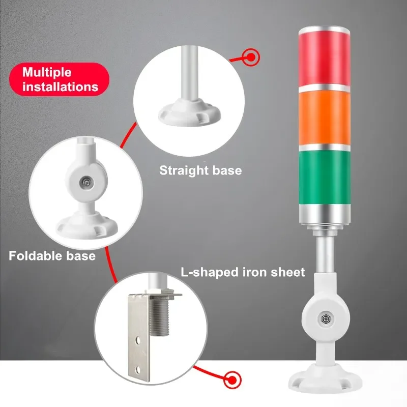 LED Stack Lamp 24V Industrial LED Signal Tower Alarm Caution Light With Buzzer Safety Foldable Warning Light for Machine Tool