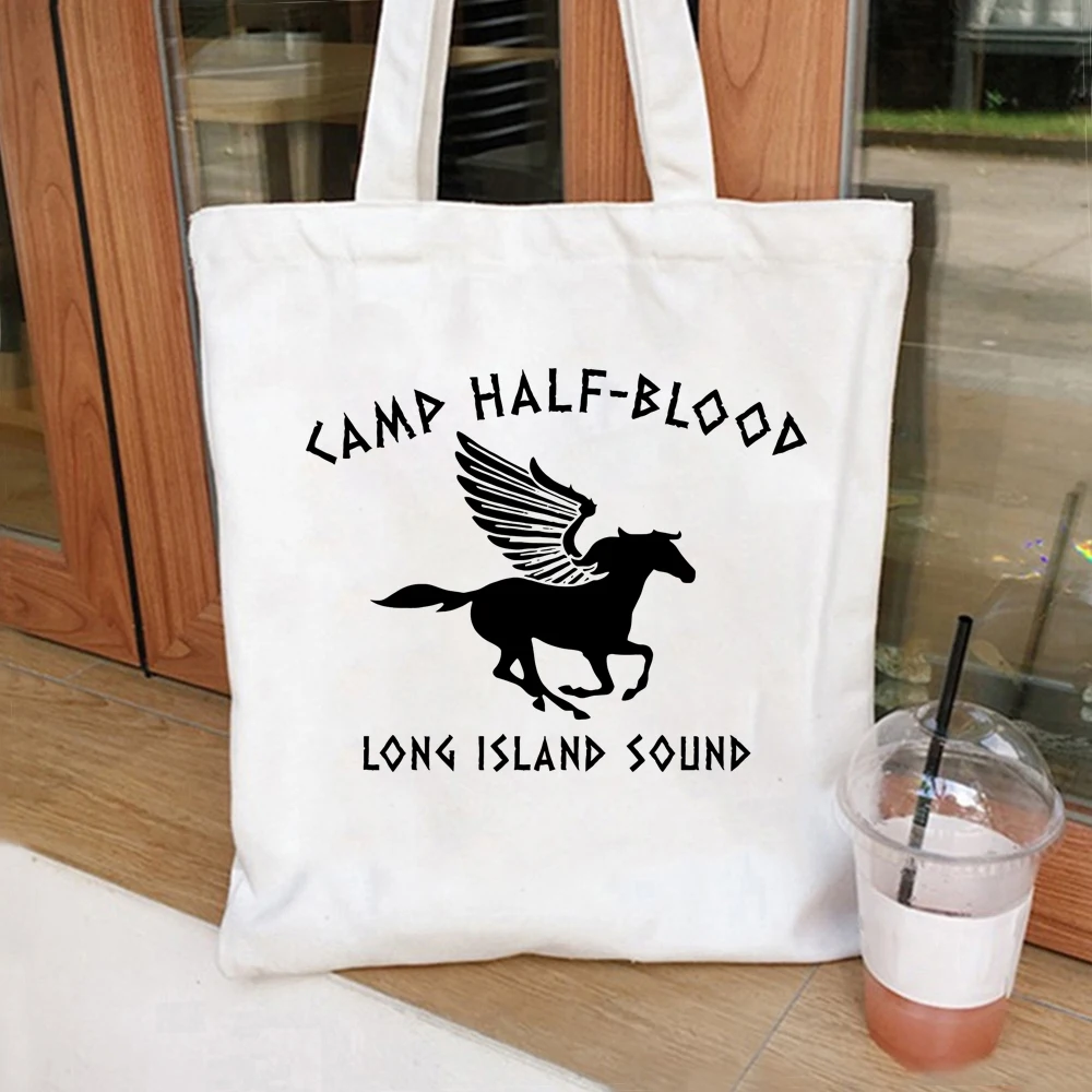 Camp Half Blood tote bag Percy Jackson Shoulder Bag Women's Canvas Bag Fun Retro Neutral Women's Canvas Shopping Bag