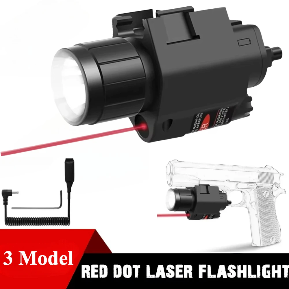 

Тактический пистолетный фонарик 800 люмен с красным лучом, комбинированный фонарь для оружия, 3 режима, уличный охотничий фонарь, подходит для рейки 20 мм