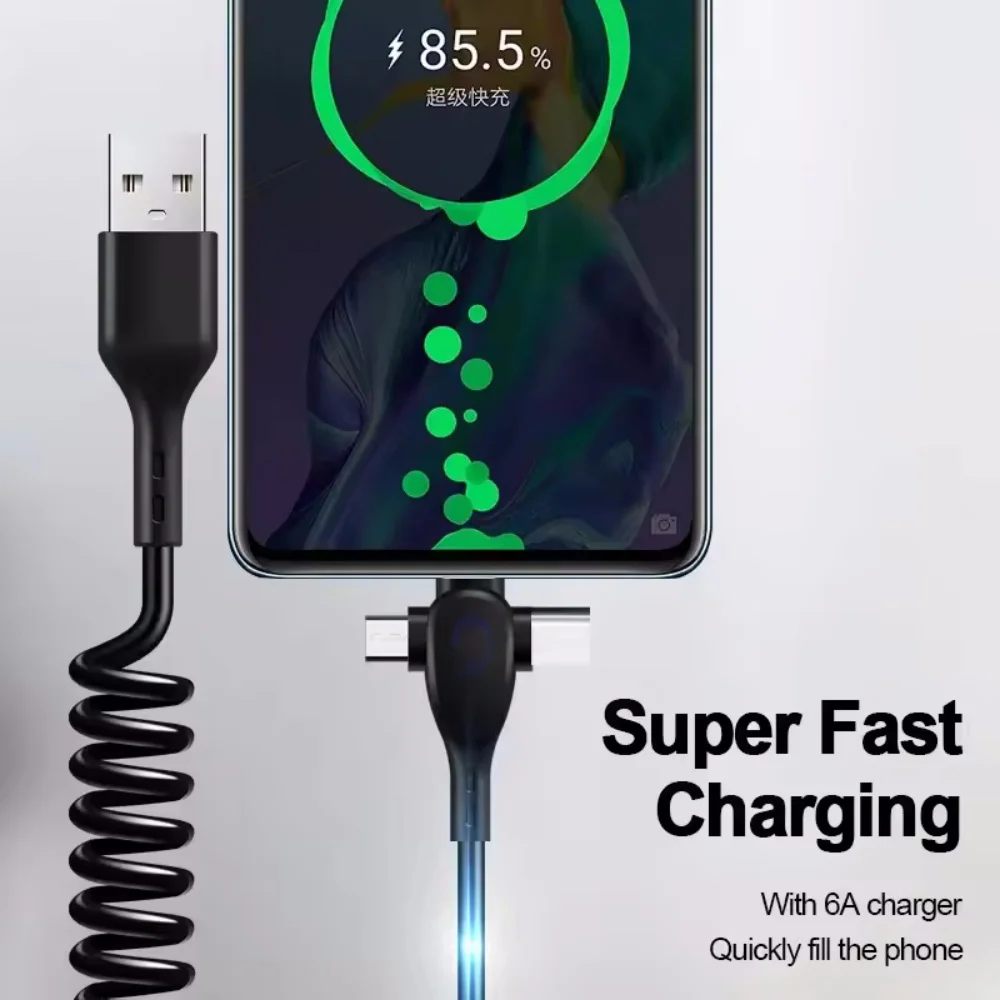 كابل بيانات شحن سريع للهاتف المحمول 3 في 1 بقدرة 120 وات لهاتف آيفون وهواوي وشاومي كابل بيانات زنبركي فائق السرعة قابل للسحب #3