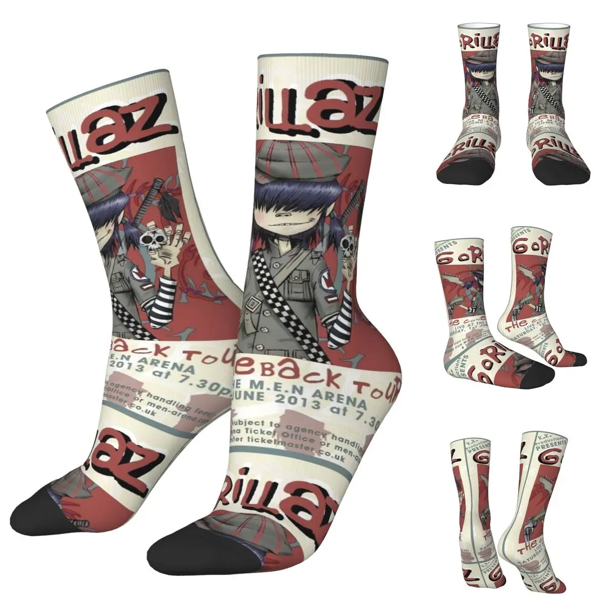 Cool Music Band Gorillaz Skateboard Men and Women printing Socks,Motion Applicable throughout the year Dressing Gift