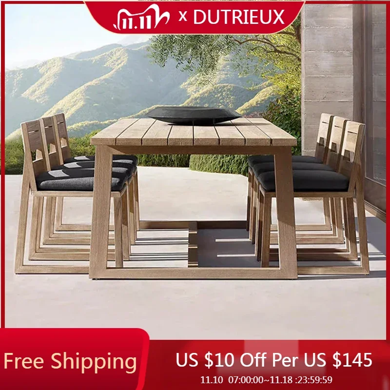 Garden Solid Wood Outdoor Tables Modern Luxury Lounge Minimalist Outdoor Tables Courtyard Armchair Jardin Mobiliario Furniture