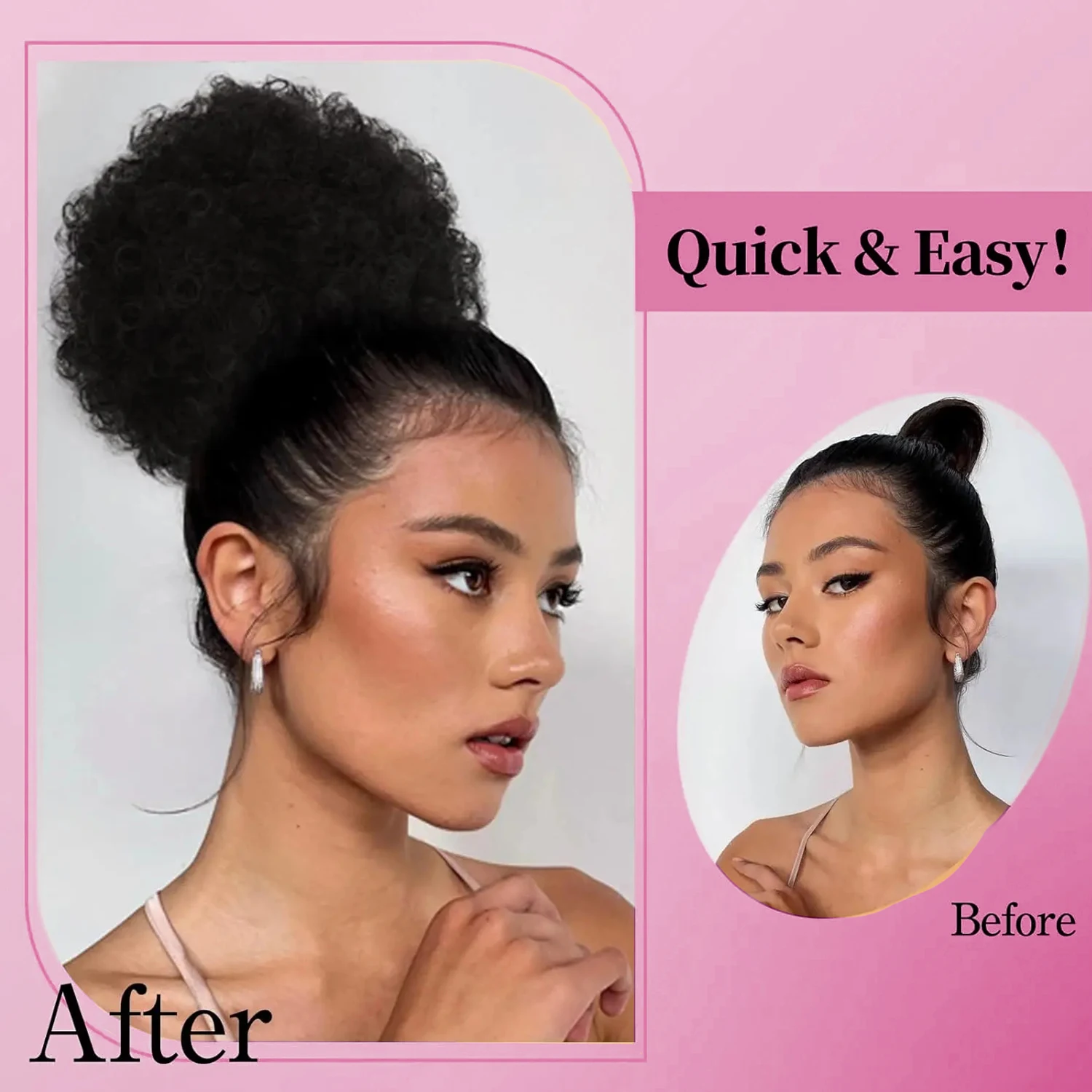 Afro Puff Drawstring Ponytail Human Hair Brazilian Kinky Curly Drawstring Ponytail Afro Puff Bun Chignon Accessories