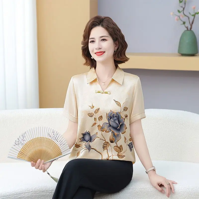 New Printed Short-sleeved Top Loose and Stylish New Chinese Style Fashion Pullover Shirt