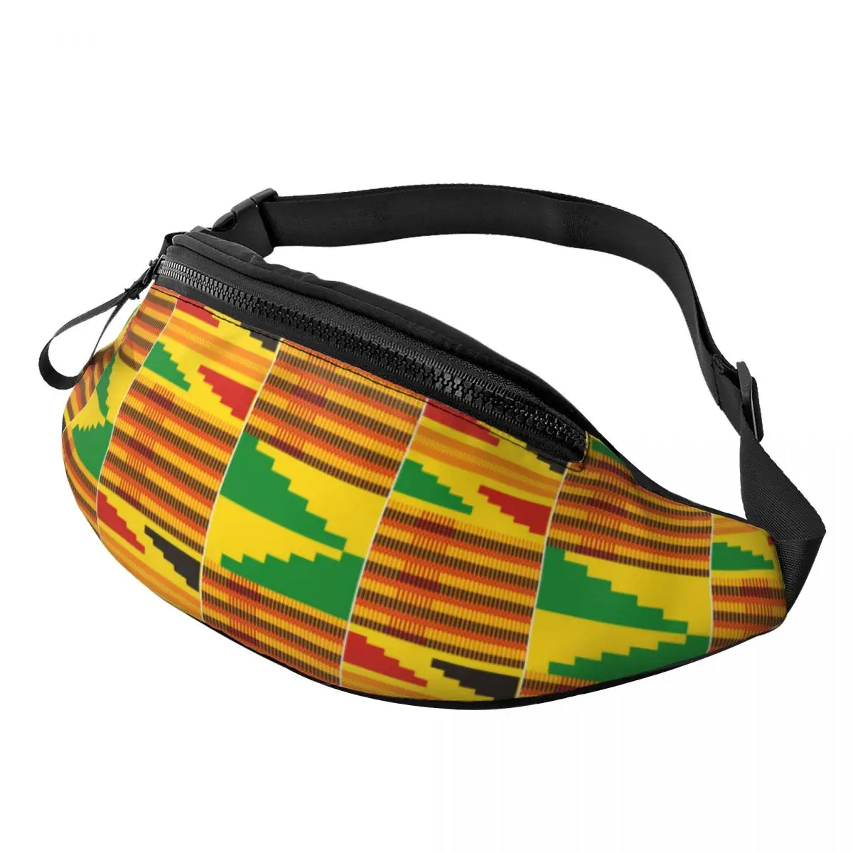 Ethnic Tribal Ankara African Zig Zag Pattern Fanny Bag Customized Crossbody Waist Pack Men Women Travel Hiking Phone Money Pouch