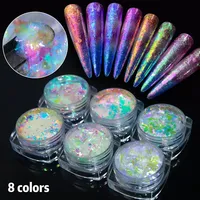 1 Box 3D Irregular Aurora Nail Glitter Flakes Nail Chunky Sequins Holographic Opal Powder For Manicure Nails Accessories